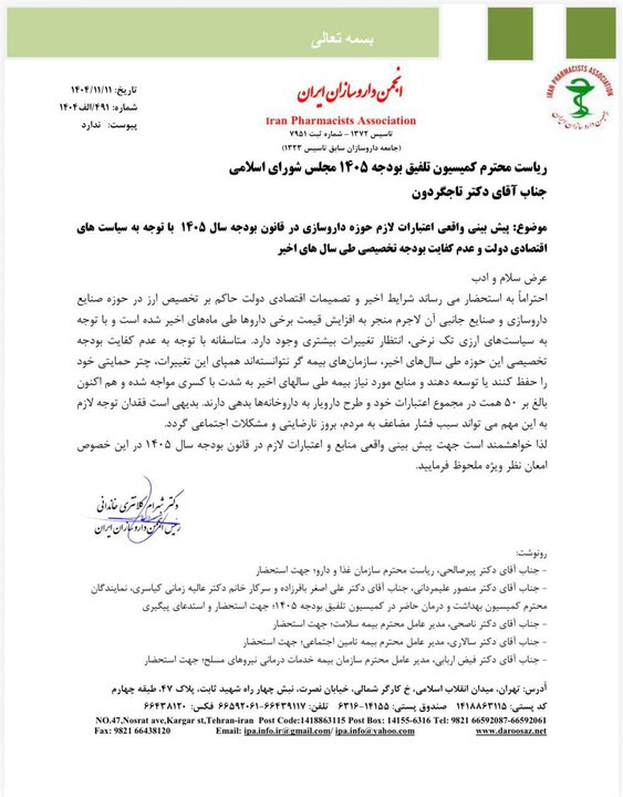 حجم مطالبات داروخانه ها به ۵۰ همت رسید حجم مطالبات داروخانه ها به ۵۰ همت رسید+نامه